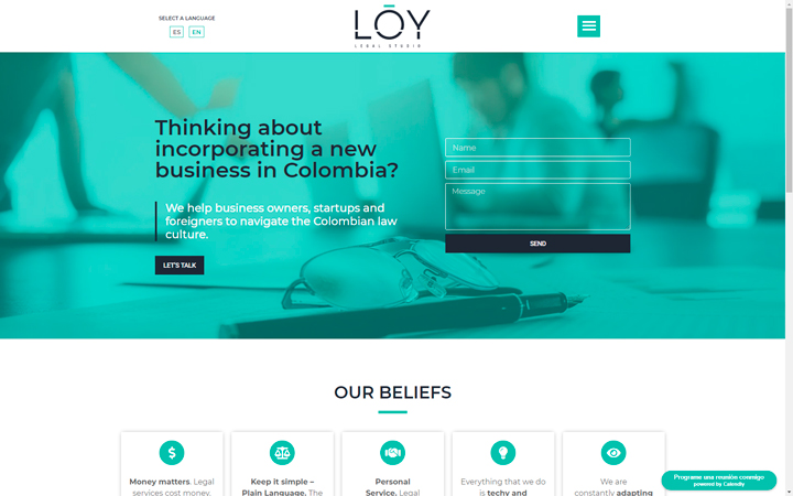 Página web para firma de abogados, Loy Legal Studio Medellín, Diseño de páginas en web Medellín,