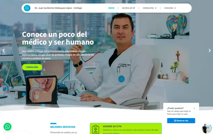 Sitio web para consultorio médico, diseño institucional Dr. Juan Guillermo Vélez, Diseño de páginas web Medellín
